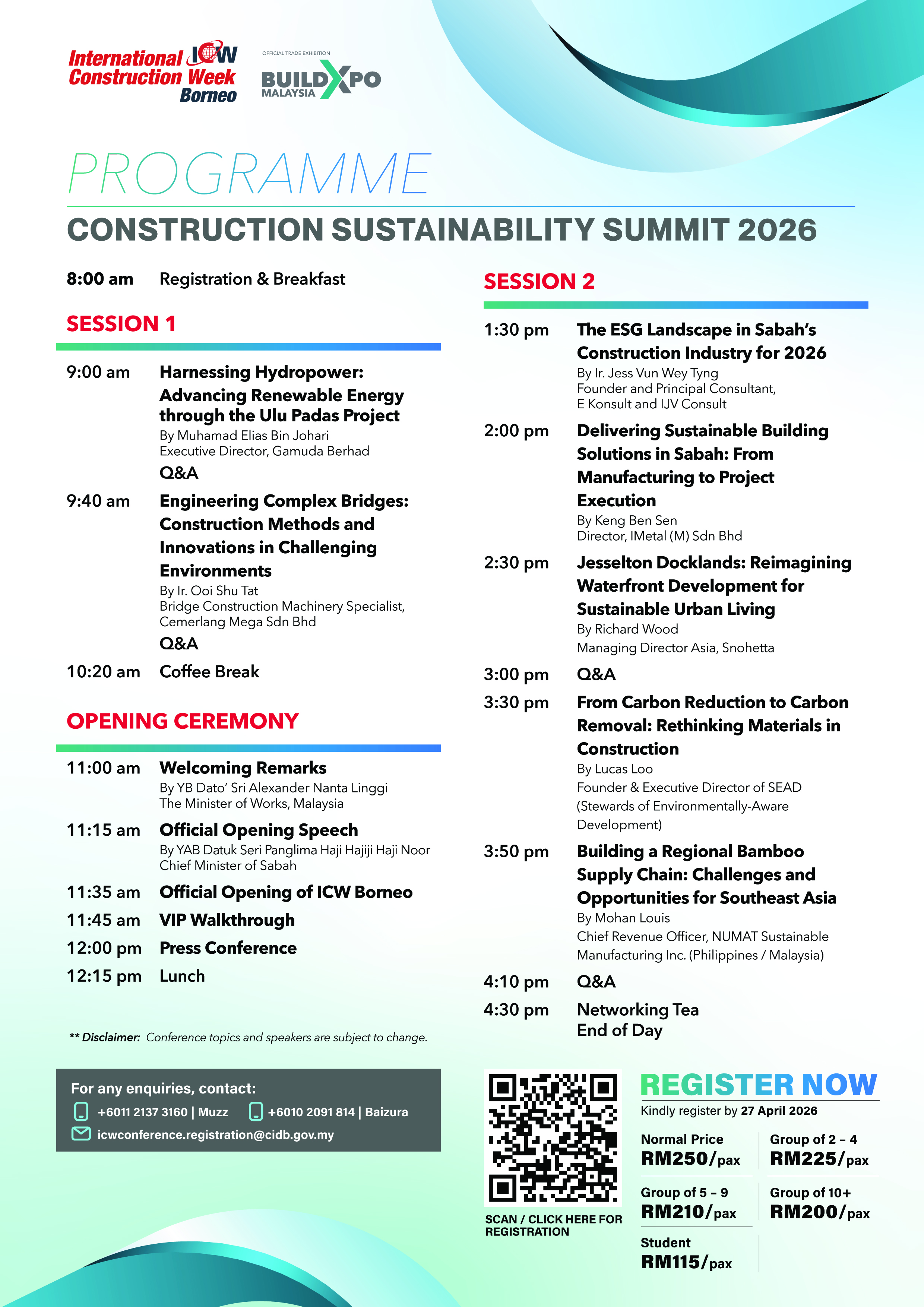 Construction Sustainability Summit 2026 programme poster